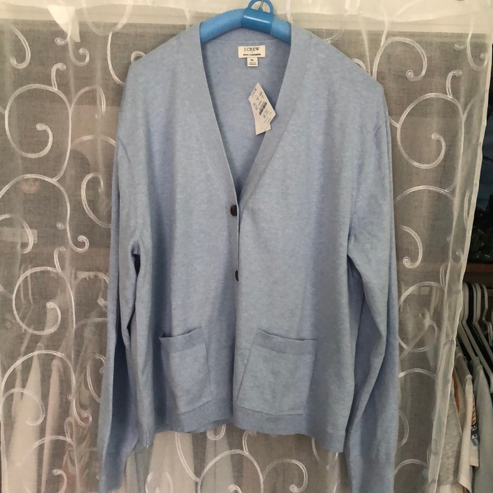J.Crew spring button up, v-neck sweater xl. Cashmere with cotton 80/20 NWT